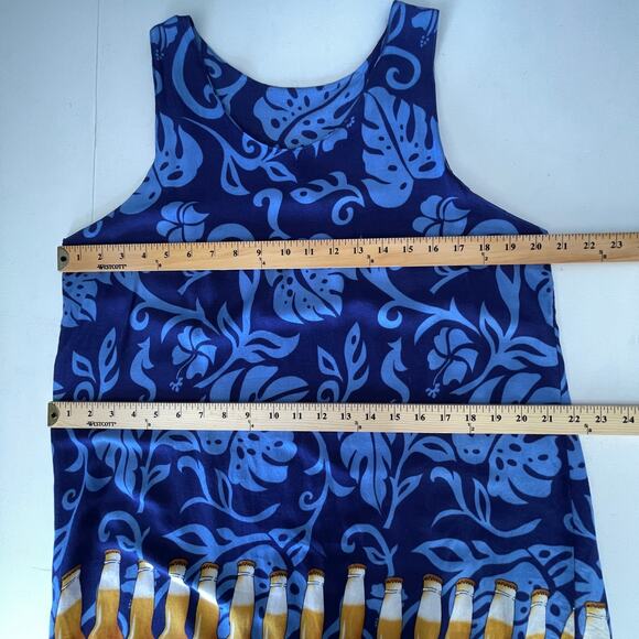 Corona Extra Women's Fringe Accents Tropical Sundress Y2K Size M Blue, Gold - Picture 8 of 10